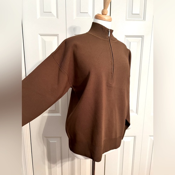 NWT M.M Lafleur Athens Half Zip Knit Pullover Deep Fern Olive Color Size Medium - Picture 7 of 11